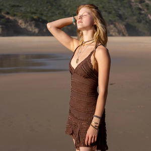 Vestido de Encaje con Volantes Hecho a Mano, Estilo Bohemio, para Festivales, Vestido Mini de Hada para Mujer, Atuendo Bohemio Vanguardista para Festivales - Product Image 3