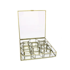 Vintage Gold Metal Frame Glass <b>Trinket</b> <b>Box</b> Elegant Jewelry Storage Container Hinged Lid Decorative Keepsake Organizer for Vanity - Product Image 5