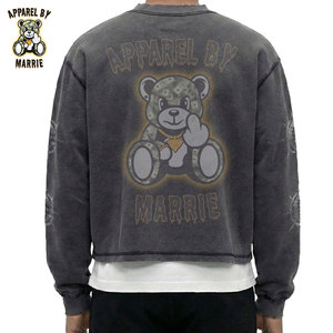 Sudadera de Algodón Grueso con Lavado Ácido de Alta Calidad para Hombre, OEM, Marca Privada, Cuello Redondo, Venta al por Mayor, Ropa Urbana - Product Image 3