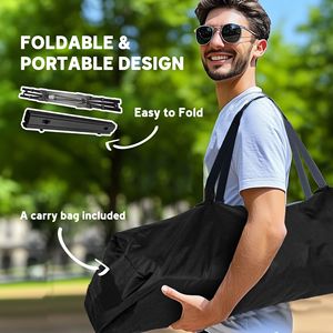 <b>Small</b> 3ft Aluminum <b>Folding</b> <b>Table</b> for Outdoor Portable Camping Picnic BBQ with Storage Carry Bag Black - Product Image 6