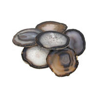 Dessous de verre en agate blanche et grise naturelle Sous-verres en agate faits à la main Orgone Tranches d'agate naturelle Acheter en ligne sur les cristaux Amayra Inde