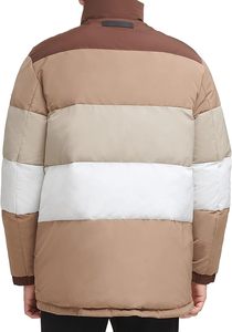 Blouson matelassé pour homme à blocs de couleur, col montant, coupe-vent, rembourrage en polyester, hiver, décontracté, coupe régulière, fermeture éclair - Product Image 2