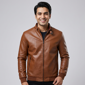 High Quality Custom Designed Men's <b>Leather</b> <b>Jacket</b> <b>Winter</b> Fashion Wear with Canvas Fabric New Arrival with Front <b>jacket</b> for men - Product Image 1