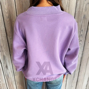 Sudadera Oversize de Cuello Alto para Mujer, de Forro Polar Sólido Transpirable, Manga Corta, Casual de Invierno, Personalizable por Delante - Product Image 2