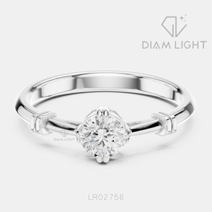 Bague de fiançailles en diamant de laboratoire certifié IGI 0,35 carat, or blanc 14 carats, taille ronde, clarté VS+, couleur F+, pour mariage ou anniversaire - Product Image 1
