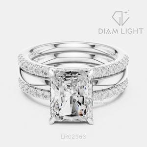 Bague de fiançailles en or blanc 14 carats avec diamant de laboratoire taille radiant de 3,43 carats, couleur F+, clarté VS+, certifié IGI, idéale pour un cadeau - Product Image 1
