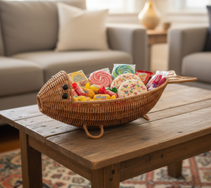 Panier de rangement en rotin naturel fait main en forme de poisson pour fruits, collations et décoration intérieure, fabriqué au Vietnam - Product Image 5