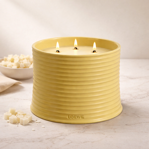 Vase à bougie en céramique côtelée haut de gamme, triple mèche, longue durée de combustion, finition texturée, durable, décoration de luxe pour la maison, choix de cadeau original - Product Image 1