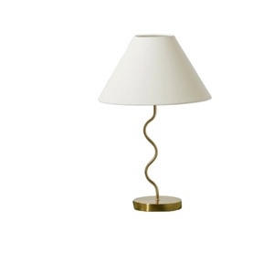Modern Gold Curved Metal <b>Table</b> Lamp with Fabric Shade Decorative Bedside Lamp Luxury Home Decor <b>Lighting</b> - Product Image 1