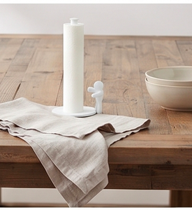 Porte-serviettes en papier blanc avec revêtement poudré et base ronde, élégant distributeur de rouleaux de serviettes pour comptoir, idéal pour la maison, la salle à manger et les cafés - Product Image 3