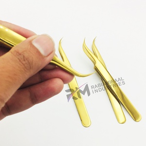 Pince à cils plaquée or Plain Shin Grip pour extensions de cils, pince de précision à pointe lisse, pince pour extensions de cils - Product Image 6