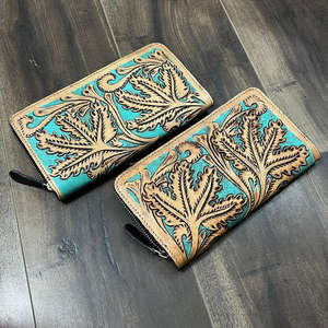 2026 Latest Design Hand Tooled Cow Leather Wallet Fashion Trendy Genuine Leather Zipper Closure <b>Card</b> <b>Holder</b> Clutch for Women's - Product Image 4