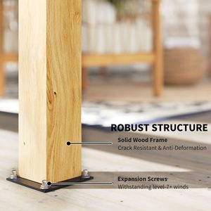 Gazebo in Legno con Tetto Rigido 10FT X 14FT, Pergola con Tetto Inclinato in Acciaio Zincato e Ripiano, Tettoia Parasole in Legno Naturale - Product Image 6