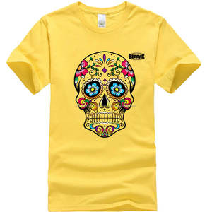 XINYI homme T-shirt Haute Quality100 % coton T-shirt street style lâche cool crâne imprimé hommes T-shirt décontracté à manches courtes Pour Hommes - Product Image 5