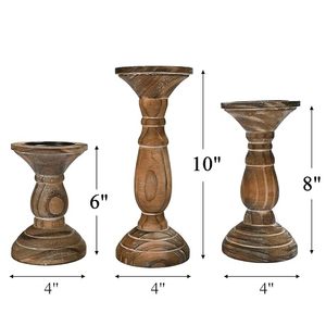 Modern Geometric Wooden Taper Candle Holder Set Handmade Decorative Candlestick Stand Home <b>Table</b> Decor - Product Image 5