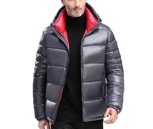 Men's Hooded Down Puffer Jacket Windproof Casual Winter <b>Coat</b> Solid Color Zipper Closure Regular Fit Thick Warm Outerwear - Product Image 1
