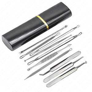 High Precision 10 Piece Facial Acne Extraction Kit Stainless Steel Blackhead Whitehead Remover <b>Tools</b> Custom Label Set - Product Image 5