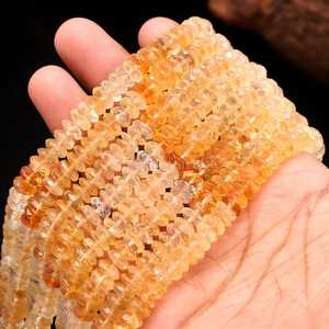 Natural Citrine German Cut Rondelle Beads 7-8mm AAA Faceted Citrine Beads Shaded Citrine Gemstone Beads Strand For Jewelry - Product Image 3