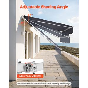 "9.8FT X 8.2FT Outdoor Patio Retractable Sun <b>Shade</b> Awning Water Resistant PC Material Patio Door <b>Window</b> Manual" - Product Image 6
