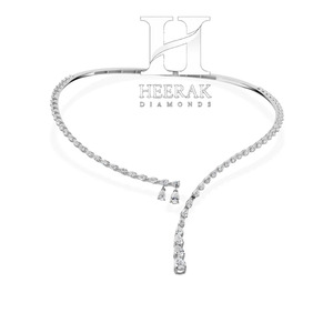 Luxury Asymmetric Pear Cut Lab Grown Diamond <b>Necklace</b> 18K White Gold VVS Clarity <b>D</b> Color Pear Shape Diamond Lariat Drop <b>Necklace</b> - Product Image 4
