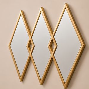 DECORATIVE <b>WALL</b> <b>MIRROR</b> Modern Diamond Shape Brass Framed Decorative <b>Wall</b> <b>Mirror</b> 6.0mm Thickness decorative gold <b>mirror</b> - Product Image 1