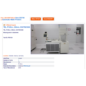TEL P-12XLn+ Prober - Équipements et pièces semi-conductrices d'occasion de qualité supérieure à l'échelle mondiale - Product Image 3