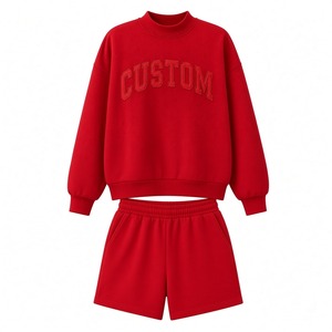 Ensemble sweat-shirt et short personnalisé avec logo, coupe ample décontractée pour femme, tenue streetwear deux pièces pour femme - Product Image 6