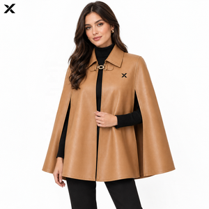 Women's Genuine Leather Long Cape <b>Coat</b> | for Black <b>Burgundy</b> | OEM ODM Manufacturer | Premium Quality Design | Winter - Product Image 6