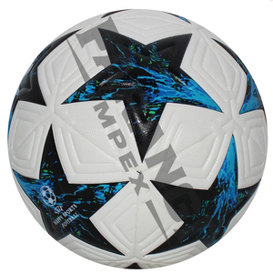 Football Size 5 Blue Yellow Pattern Durable High Air Retention <b>Polybag</b> Packaging Professional Soccer Ball Size 4 Pvc Beach Ball - Product Image 6