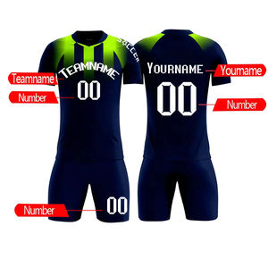 Camiseta Deportiva Personalizada de Secado Rápido para Hombre, Camisetas de Fútbol Personalizadas, Conjuntos de Camisetas de Fútbol Negras y Verdes para Niños - Product Image 2