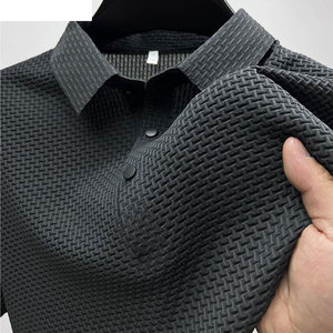 Camiseta de Golf de Verano para Hombre, de Alta Calidad, Tejida, 100% Algodón, Color Sólido, Fresca, Informal, con Cuello Rib, Transpirable, de Manga Corta - Product Image 4