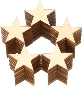Pièces de bois non finies en forme d'étoile RTS étiquettes de découpes en bois vierges pièces d'artisanat d'art étiquettes de nom ornements décoration