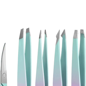Juego de Pinzas para Cejas de Acero Inoxidable Rosa y Verde Menta, Punta Inclinada y Puntiaguda, Pinzas con Logotipo Personalizado y Tijeras - Product Image 5