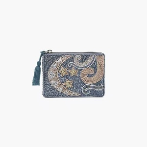 Porte-monnaie en tissu perlé fait main avec fermeture éclair, durable, de haute qualité, petite pochette de rangement pour pièces de monnaie, jolie pochette zippée style bohème - Product Image 3