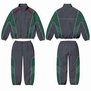 Survêtement coupe-vent en nylon personnalisé pour homme avec bandes réfléchissantes 3M – Veste et pantalon de sport – Vente en gros - Product Image 1
