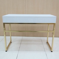Bureau d'ordinateur blanc moderne et simple Top Home avec 2 tiroirs, structure en panneau de particules et tubes métalliques, pour étude, 106x48x78.5cm SCE PCD-191