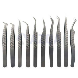 Ensemble de 5 pinces à épiler professionnelles en acier inoxydable pour extensions de cils, droites et courbées à 45 degrés °   90 °   Outils pour cils en forme de L - Product Image 6