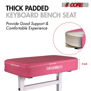 5 Core Keyboard Bench 3" Padded Cushioned Piano <b>Stool</b> Height Adjustable Guitar Seat <b>Folding</b> Portable - Product Image 5