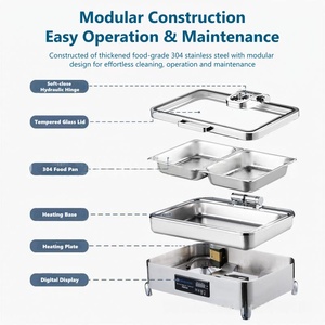 stainless steel self heating thermal glass display commercial <b>buffet</b> food <b>warmer</b> - Product Image 3