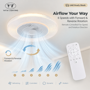 Ventilateur de plafond encastré LED moderne en fer 114W avec télécommande, variateur d'intensité, trois températures de couleur, six vitesses - Product Image 4