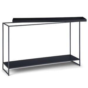 Minimalist Foldable Iron <b>Console</b> <b>Table</b> <b>with</b> Marble Rock Slab Edge Modern Entryway Display <b>Table</b> for Home Decor - Product Image 3