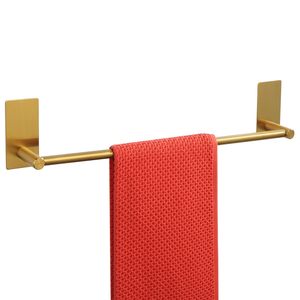 Stainless Steel Adhesive <b>Gold</b> Towel Bar No Drill Towel Rod Wall Mounted for Decorate Your Bathroom Multipurpose Available Sell - Product Image 5