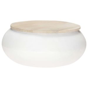 Tavolino da Caffè in Legno di Mango Massiccio e Ferro con Finitura in Legno Naturale e Bianco - Product Image 6