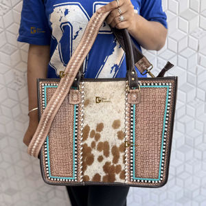 Nuevo Bolso Tote de Piel de Vaca Auténtica, Elegante Bolso de Cuero con Pelo, Tallado a Mano, Multiusos para Mujer - Product Image 1