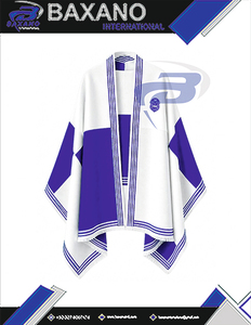 Zeta Phi Beta ZPB Sorority Women’s White & Blue Cape Shawl Cardigan Casual Striped Open Front Cape Shawl Daily Wear <b>Square</b> <b>Scarf</b> - Product Image 4