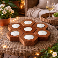 Support de bougie chauffe-plat hexagonal en bois massif fait main de style nordique, centre de table modulaire en nid d'abeille pour la décoration intérieure et les événements de Noël