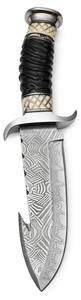 Outil utilitaire lourd en acier Damas artisanal avec manche en os sculpté et garde en acier - Product Image 3