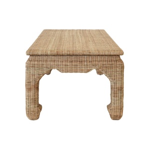 Table basse en rotin faite à la main, style côtier, mobilier moderne pour salon, plateau en osier, couleur naturelle - Product Image 3