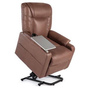Oversized Brown Leather Auto Electric Power Lift Massage Recliner Chair with Tray RC Model - Product Image 1