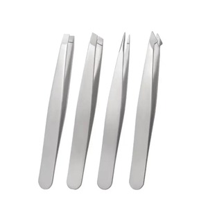 Pinzas de Cejas Modernas de Acero Inoxidable Hechas a Mano, Diseño de Punta Inclinada, Duraderas, Precisas, 4 Piezas - Product Image 1
